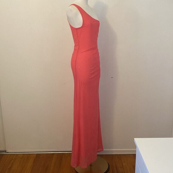 Vintage Late 90's City Triangles Pink One Shoulder Sparkle Maxi Gown Size XS - Picture 5 of 12